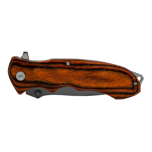 Knife with Redwood Handle and Black Blade